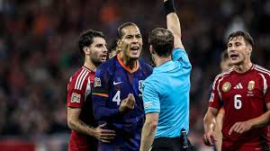 Liverpool and Netherlands defender Virgil van Dijk has received his first red card of his international career.